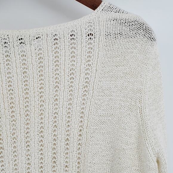 Rachel Zoe Womens Karla Open Cream Lace Knit Stretchy Cotton Blend Sweater| XL - Picture 10 of 12